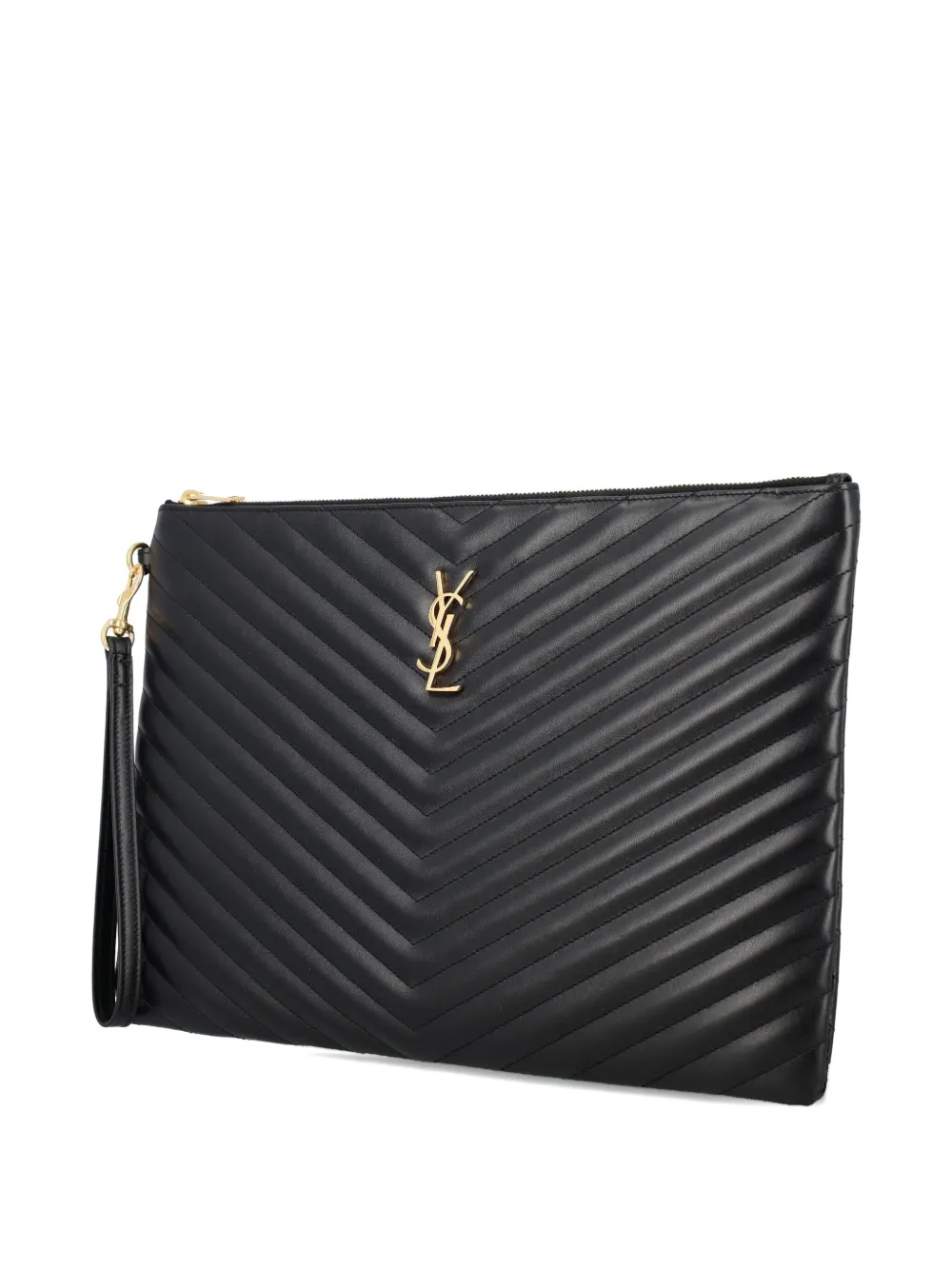 Saint Laurent Cassandre Matelassé Leather Clutch In Black