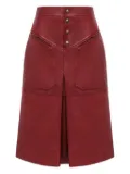 Chloé pocketed leather midi straight skirt - Red