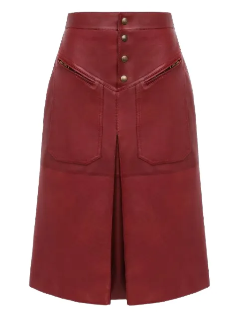 Chloé pocketed leather midi straight skirt