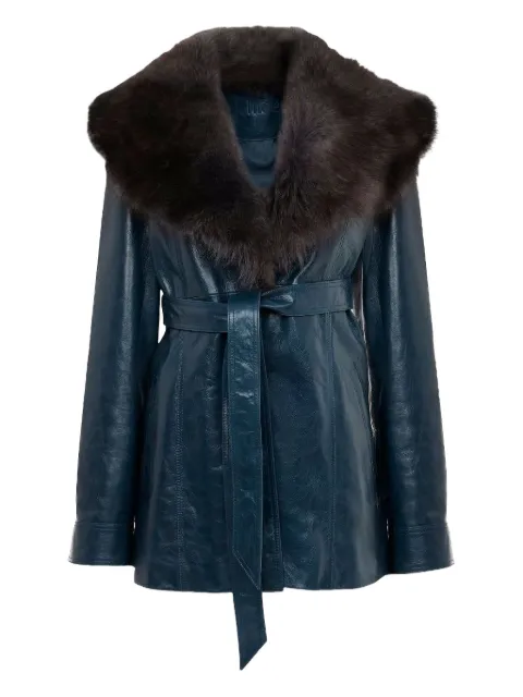Chloé fur-trimmed belted leather coat