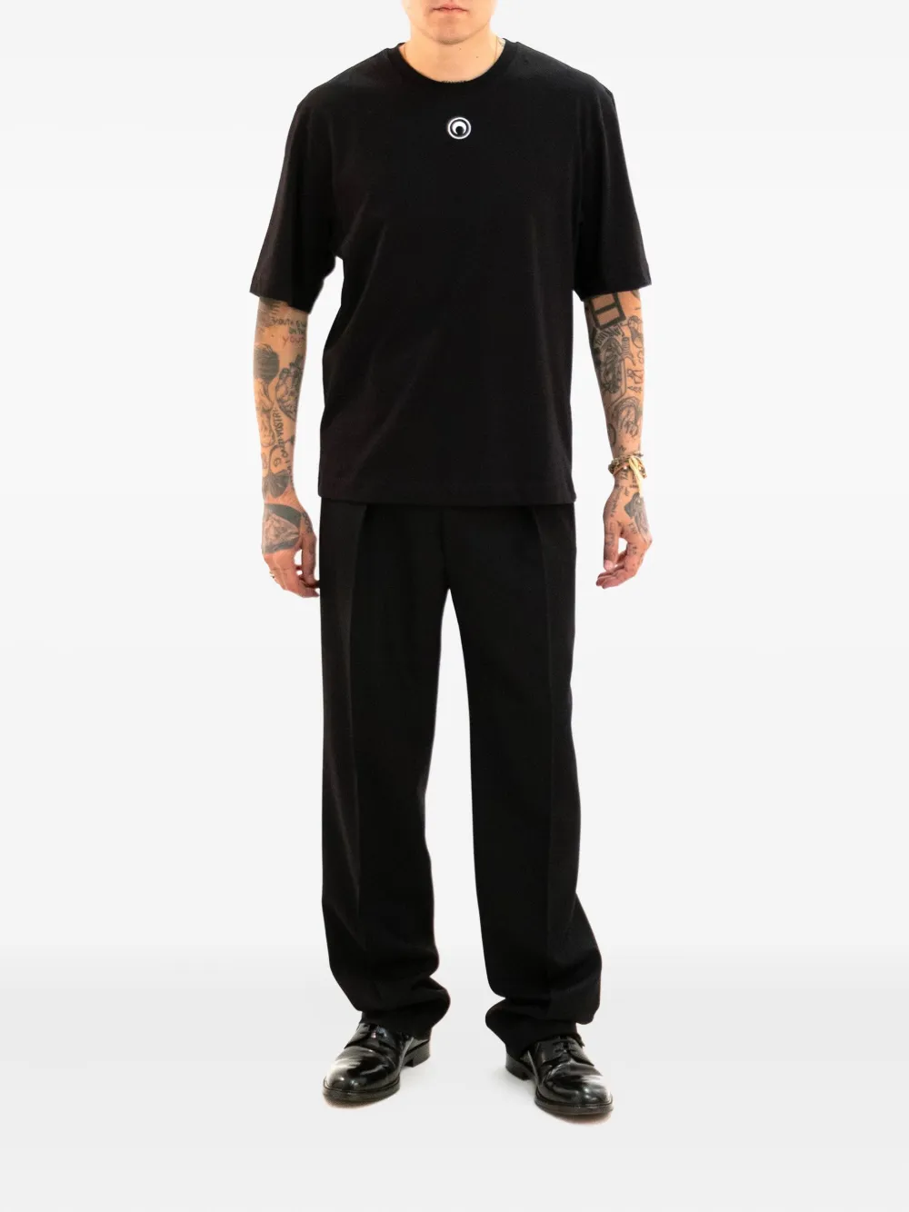 Marine Serre Logoed T-shirt In Black