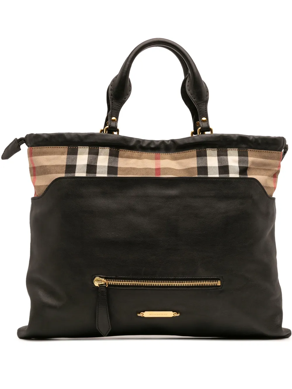 Burberry Pre-Owned 2000-2017 House Check Trimmed Leather Big Crush Convertible Tote satchel | Black | Image 1
