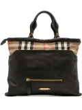 Burberry Pre-Owned 2000-2017 House Check Trimmed Leather Big Crush Convertible Tote satchel - Black