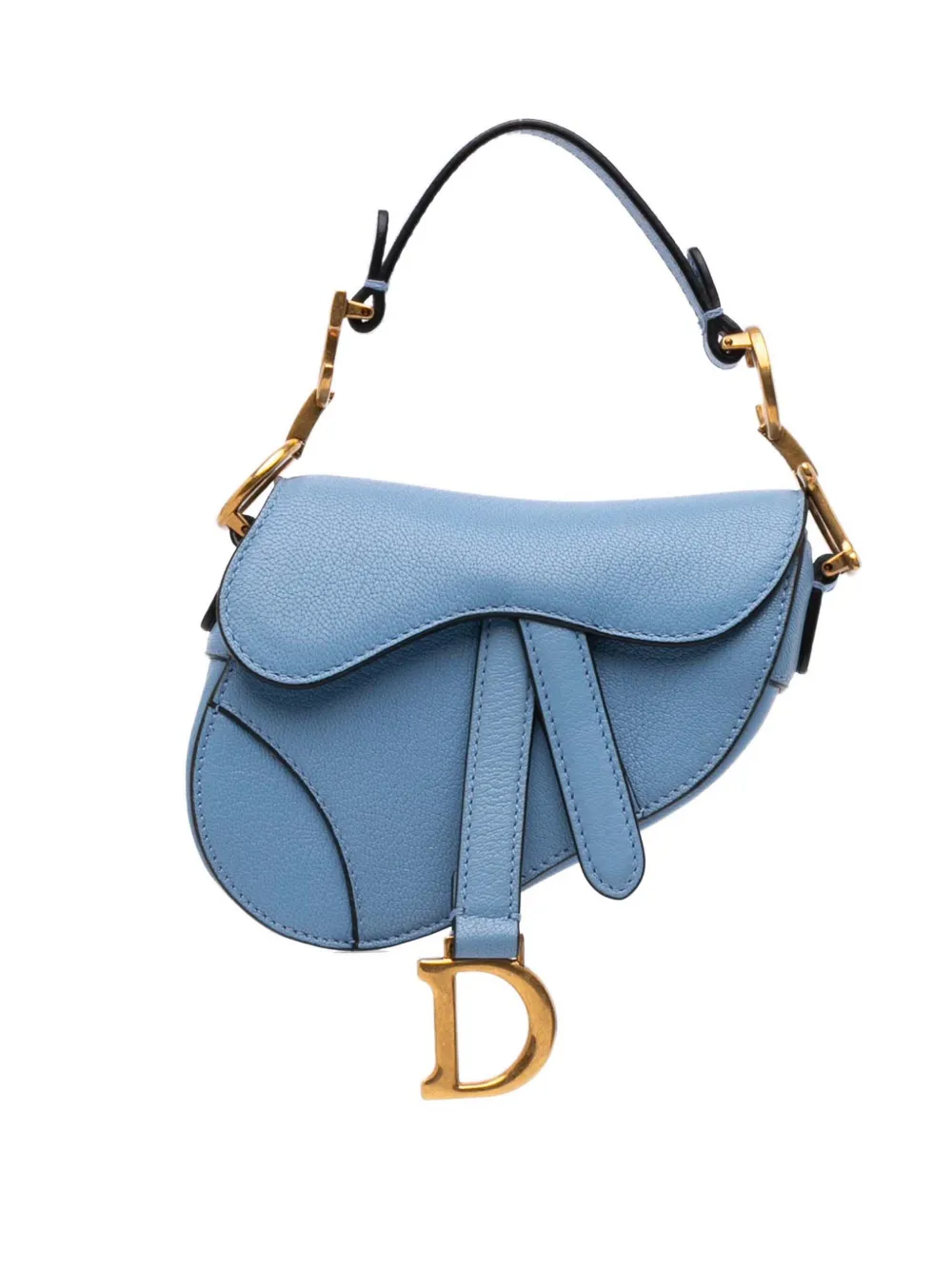 Christian Dior Pre-Owned 2021 マイクロ ゴートスキン サドル サッチェルバッグ - ブルー Christian Dior Pre-Owned 2021 マイクロ ゴートスキン サドル サッチェルバッグ - ブルー