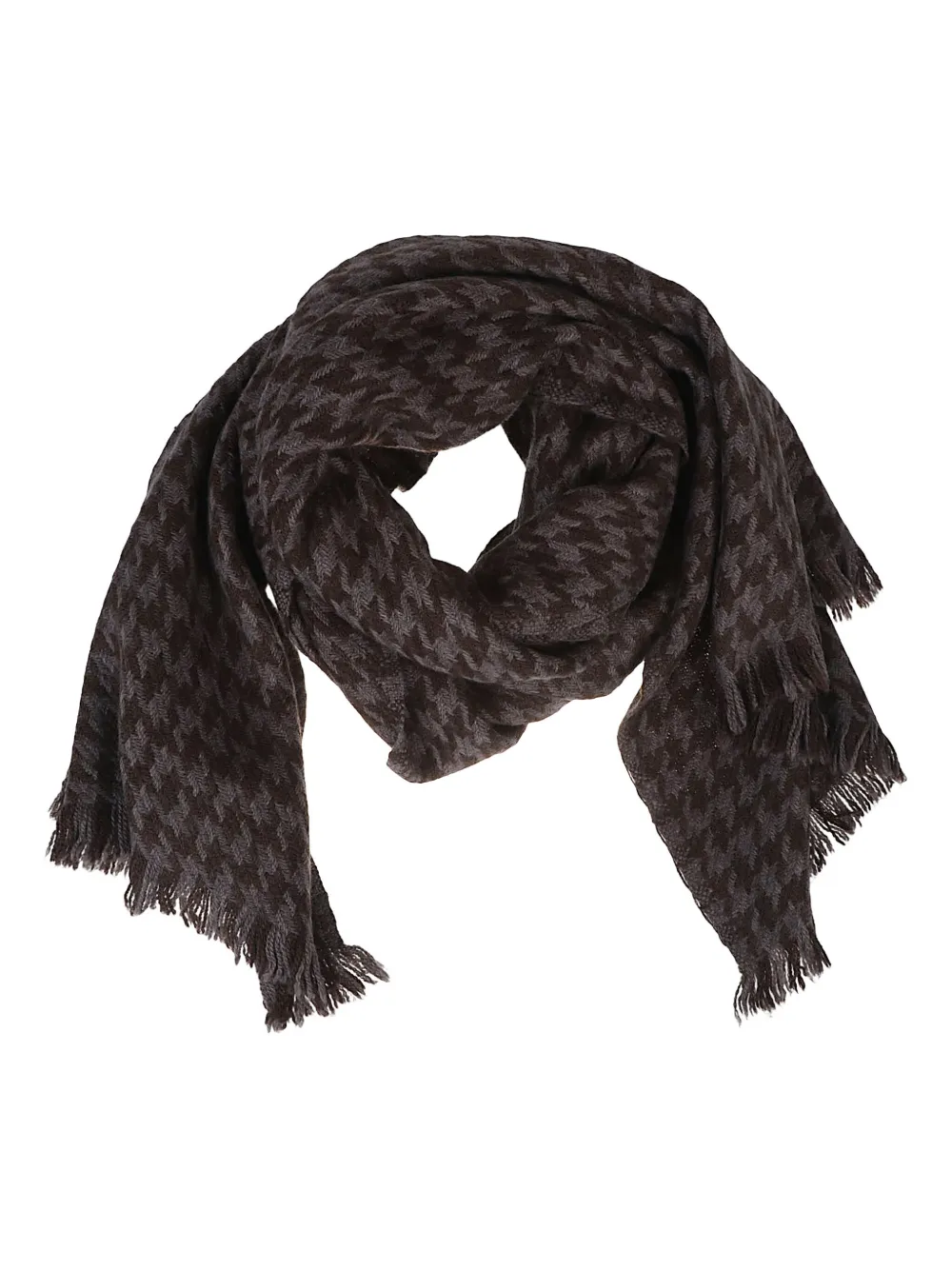 Altea Houndstooth-pattern Yak Scarf In Brown