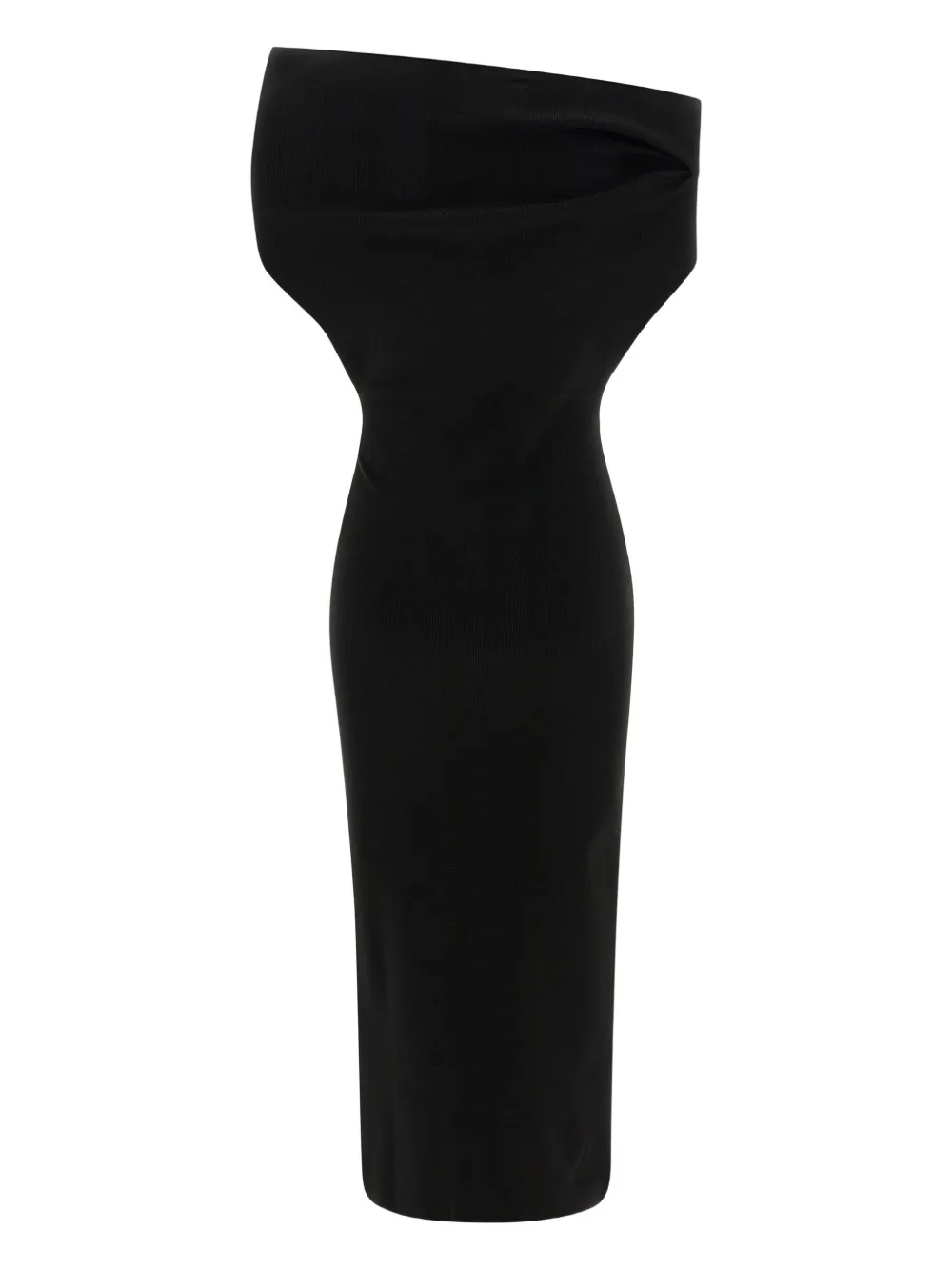 ARMARIUM off-shoulder ribbed-knit midi dress - Zwart