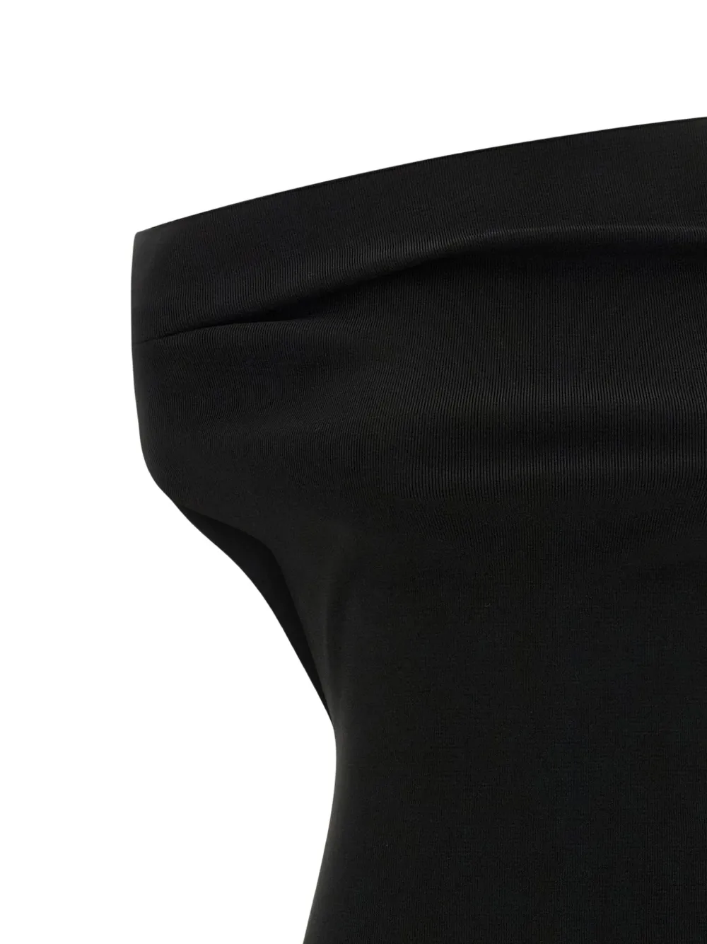 Armarium Off-shoulder Ribbed-knit Midi Dress In Black