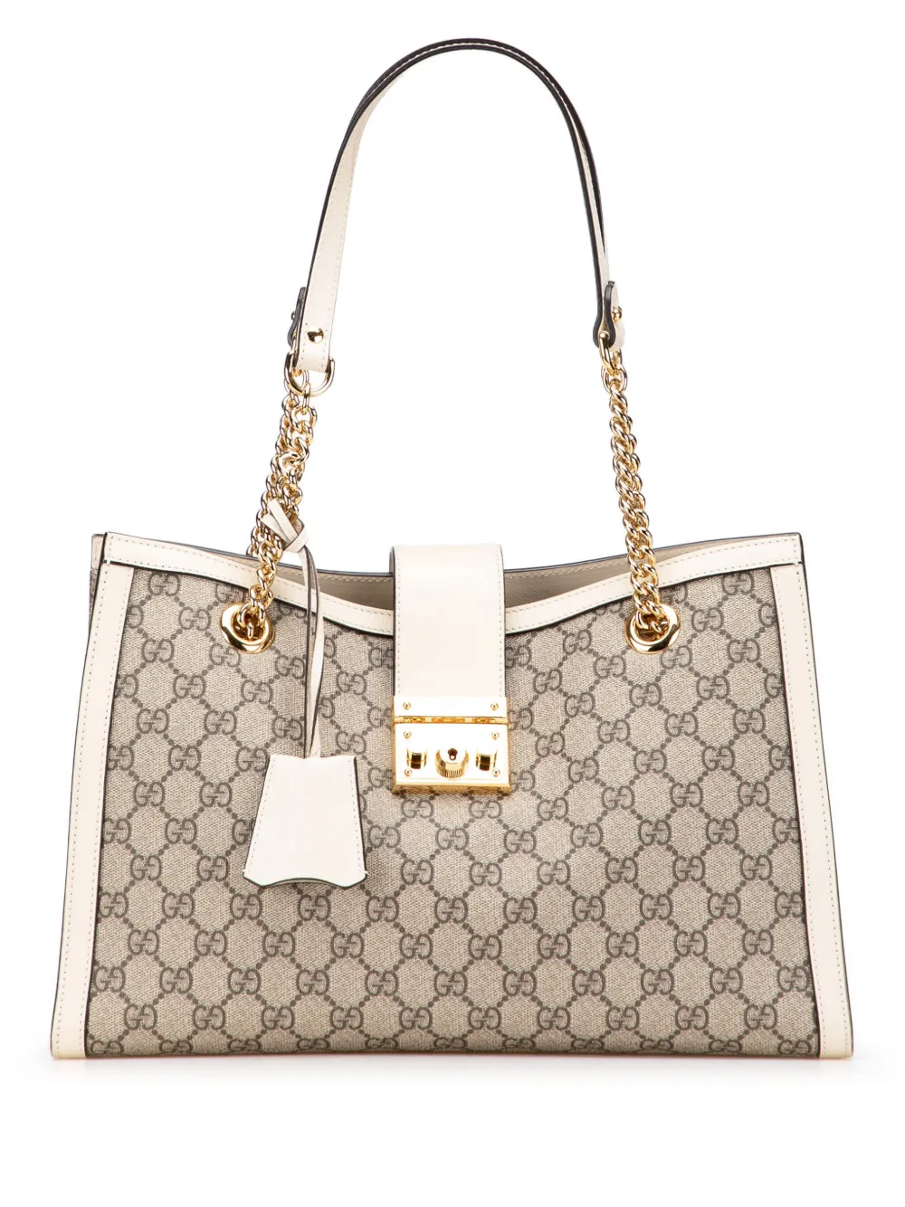 Pre-owned Gucci 2000-2015 Large Gg Supreme Padlock Tote Bag In Brown