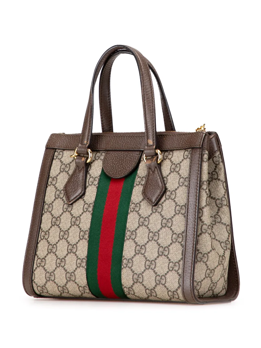 Pre-owned Gucci 2016-2025 Small Gg Supreme Ophidia Satchel In Brown