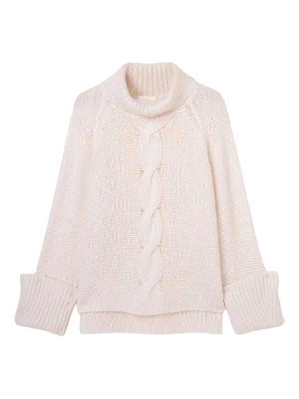 Fedeli Cable-knit Roll-neck Sweater in Pink