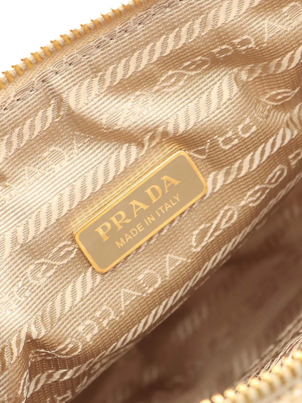 Pre-owned Prada 2013-2025 Mini Triangolo Jacquard Triangle Symbole Satchel In Brown