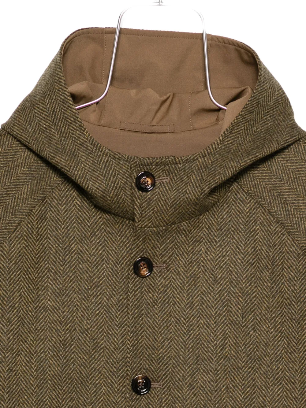 Kired Single-breasted Hooded Coat In Brown