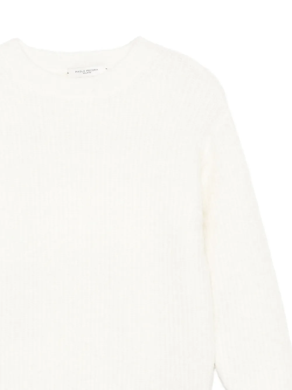Paolo Pecora Kids Trui met geribbelde ronde hals Wit