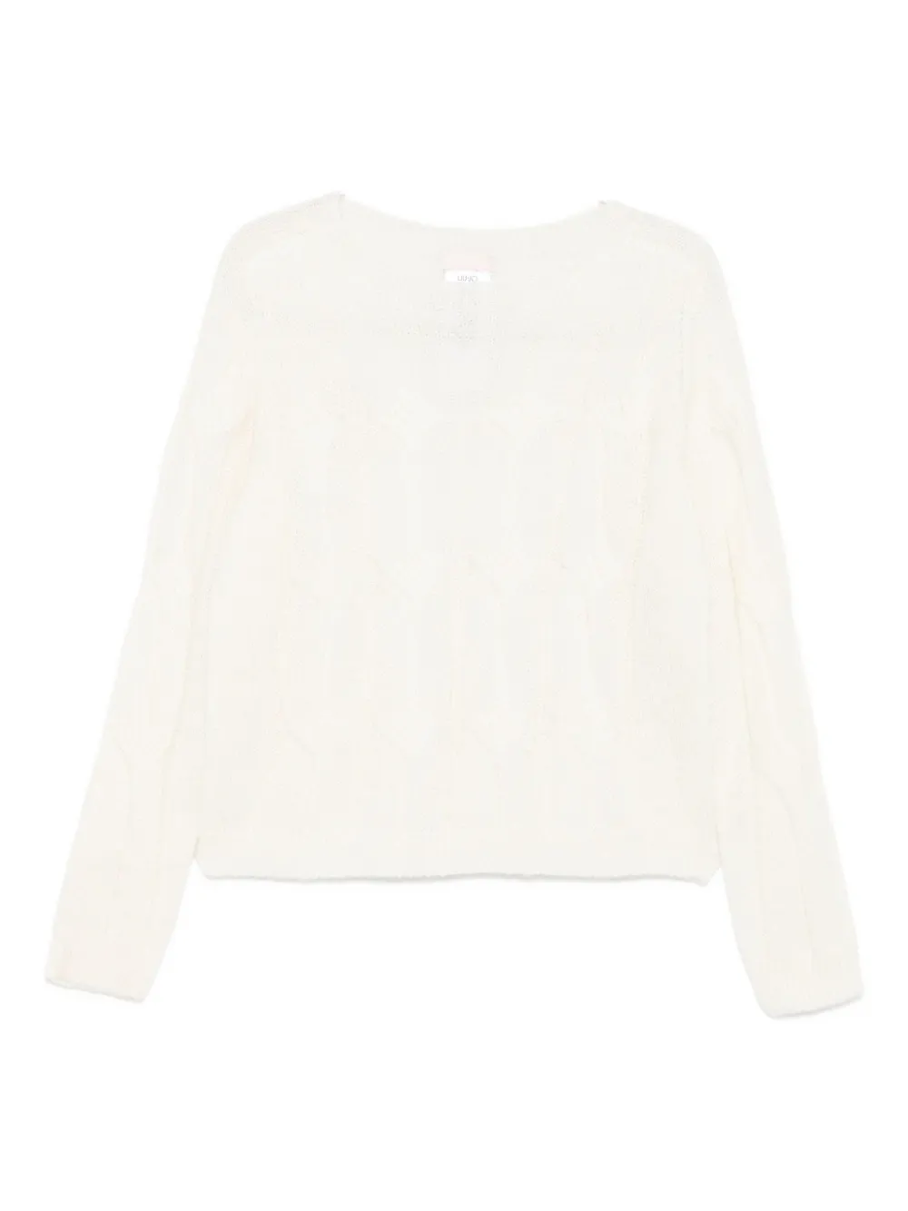 Liu •jo Cable-knit Cropped Sweater In Neutral