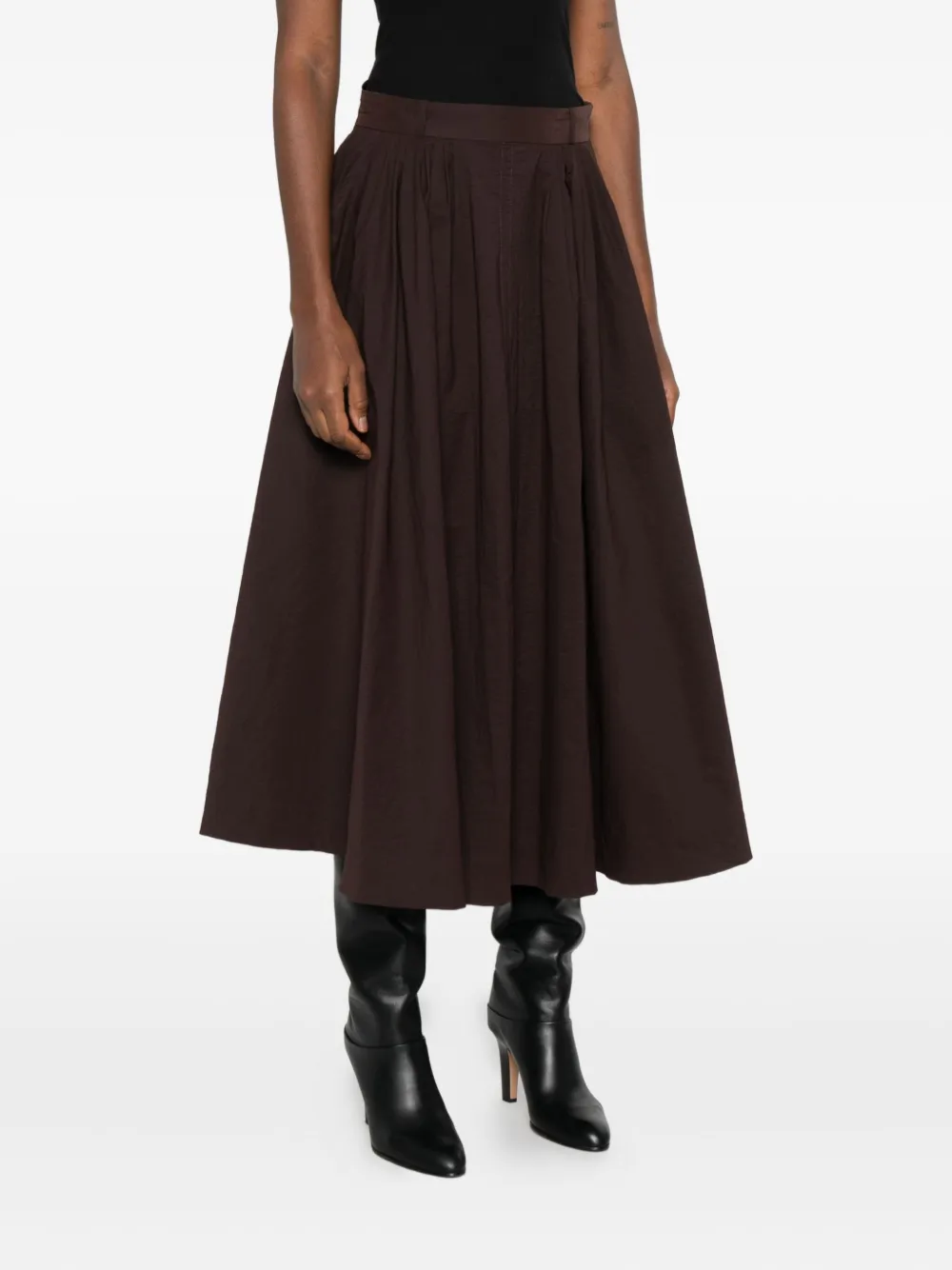 Mark Kenly Domino Tan Pleated Skirt In Brown