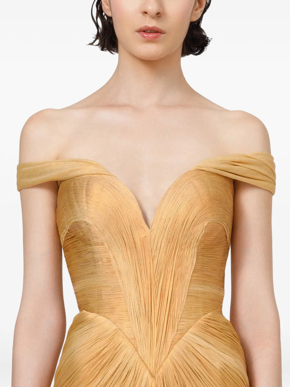 Iris Serban Off-shoulder jurk Geel