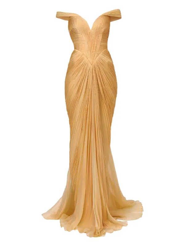 Iris Serban off-shoulder Pleated Dress | Yellow | FARFETCH Iris Serban off-shoulder Pleated Dress | Yellow | FARFETCH