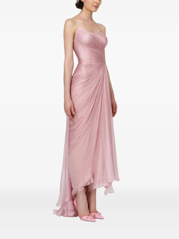 strapless open back dress Pink Bloom Satin Strapless Maxi Dress main image 0