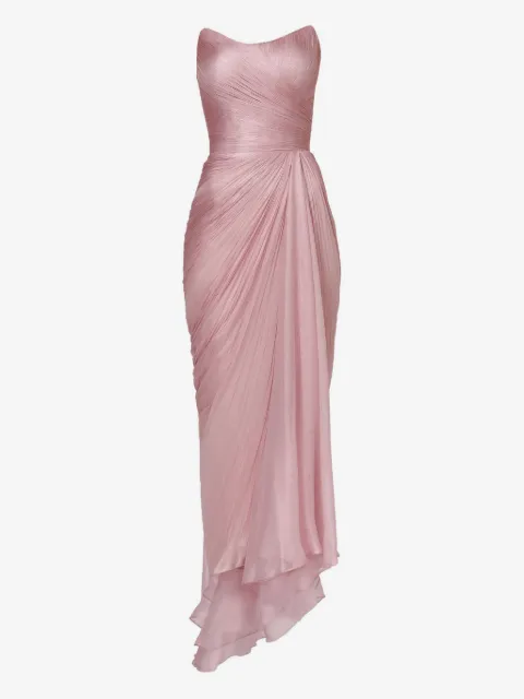 Iris Serban vestido strapless con diseño drapeado