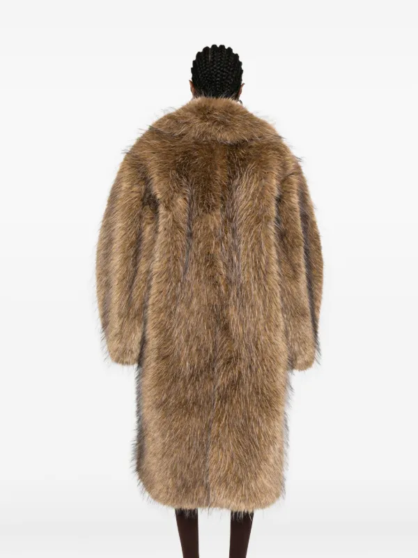 GANNI notched-lapel faux-fur Coat | Neutrals | FARFETCH