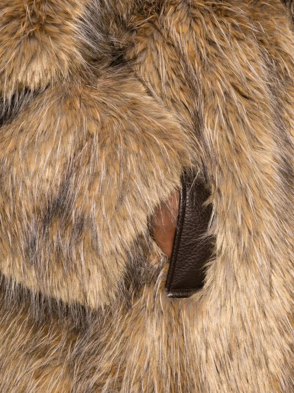 Ganni Notched-lapel Faux-fur Coat In Brown