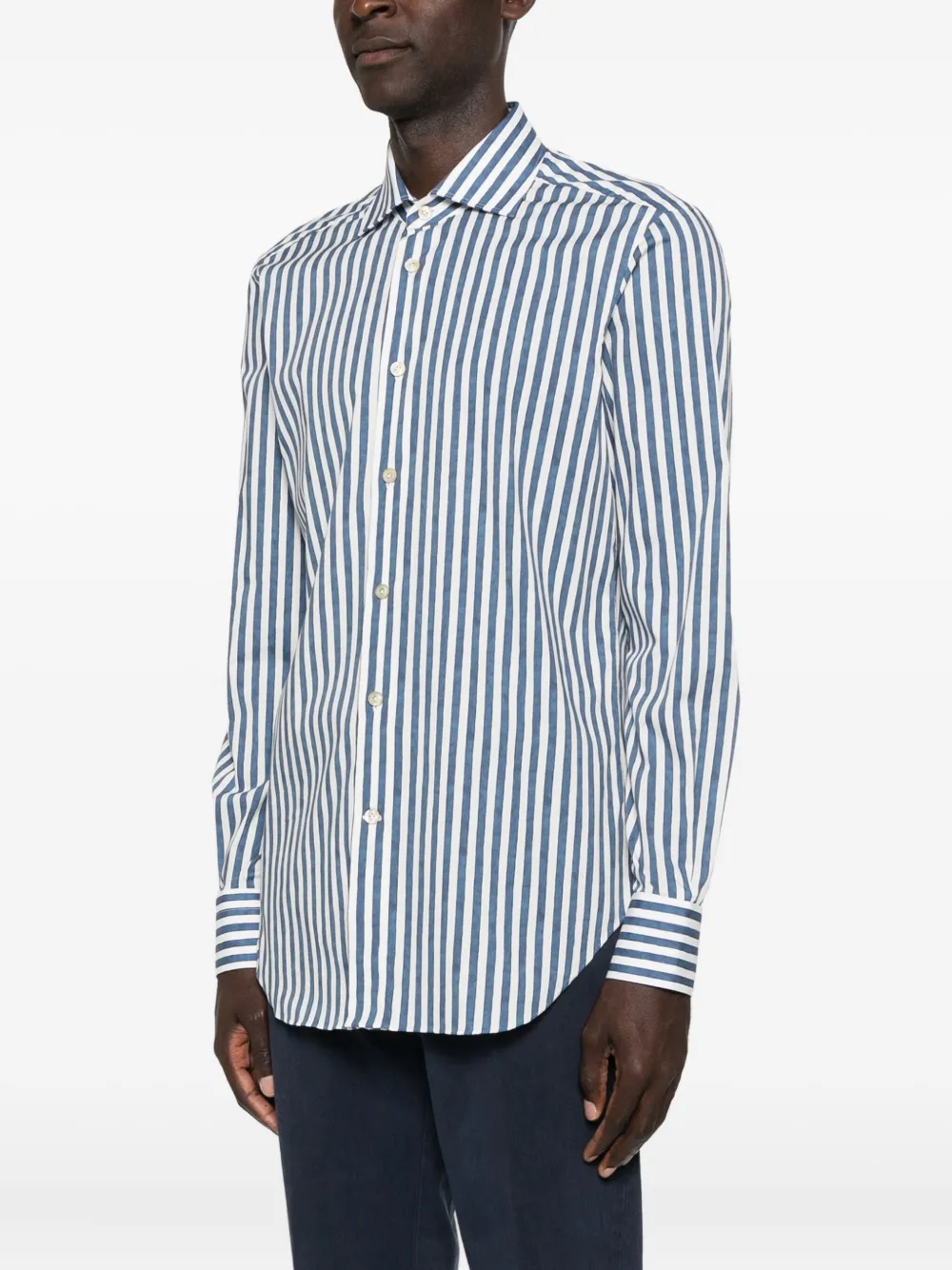 Kiton Gestreept overhemd Blauw