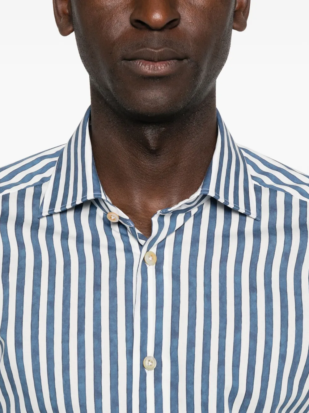 Kiton Gestreept overhemd Blauw