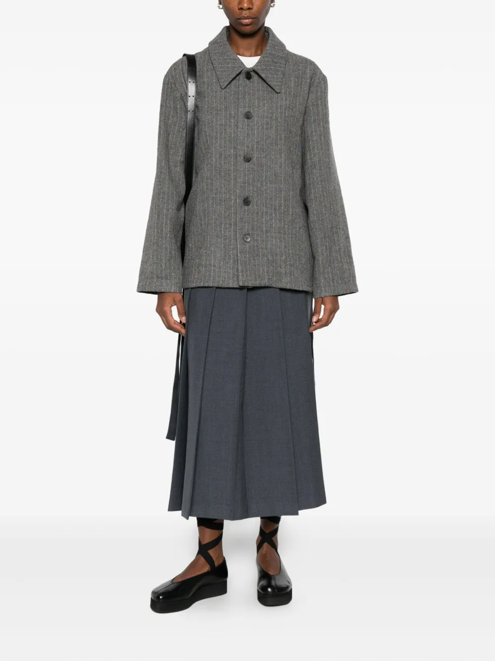 Low Classic Pinstripe Wool Jacket In Gray