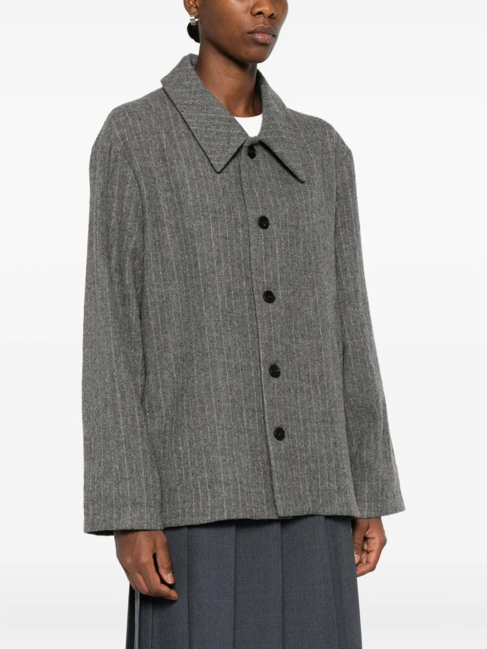 Low Classic Pinstripe Wool Jacket In Gray