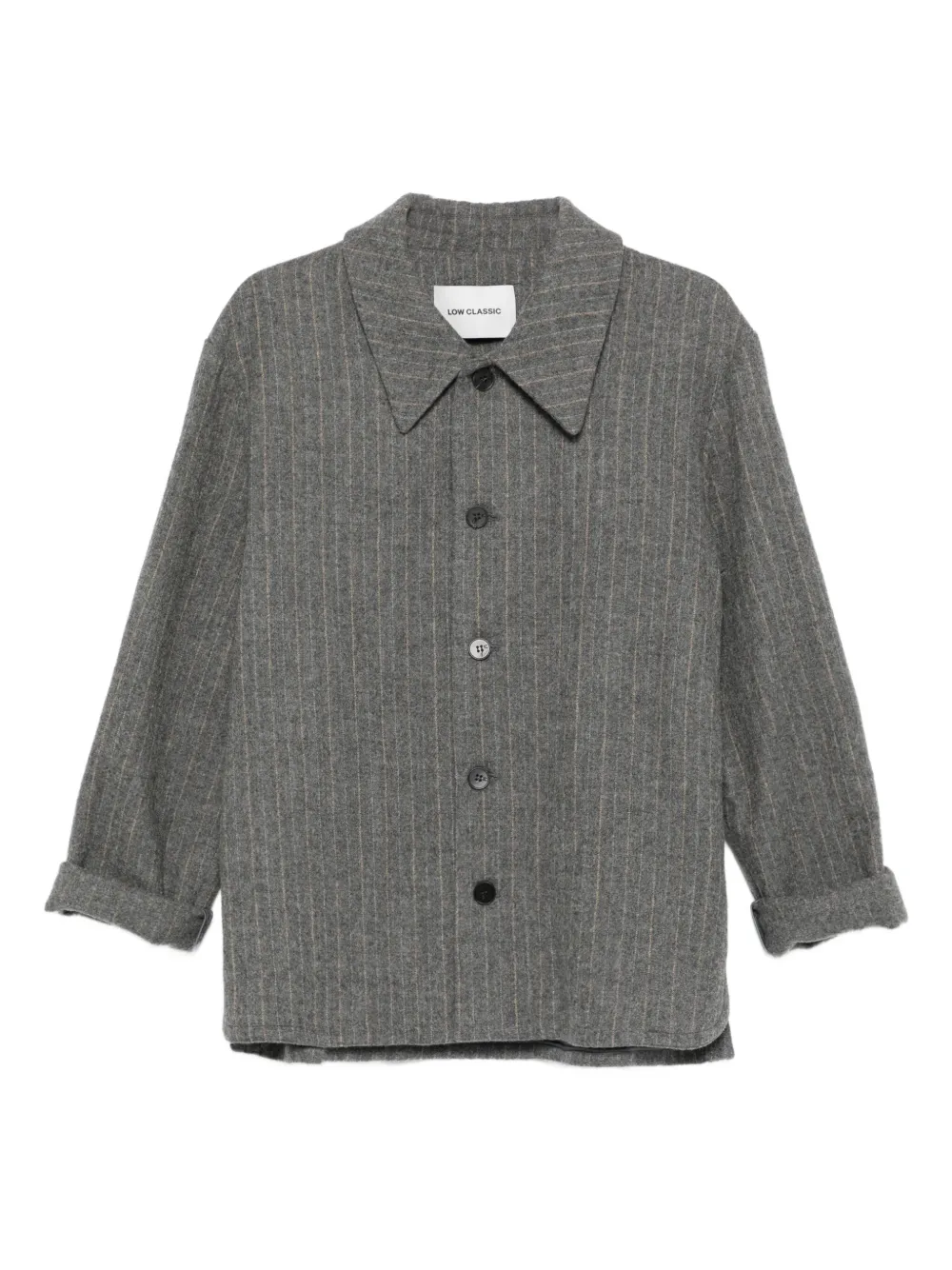 Low Classic Pinstripe Wool Jacket In Gray