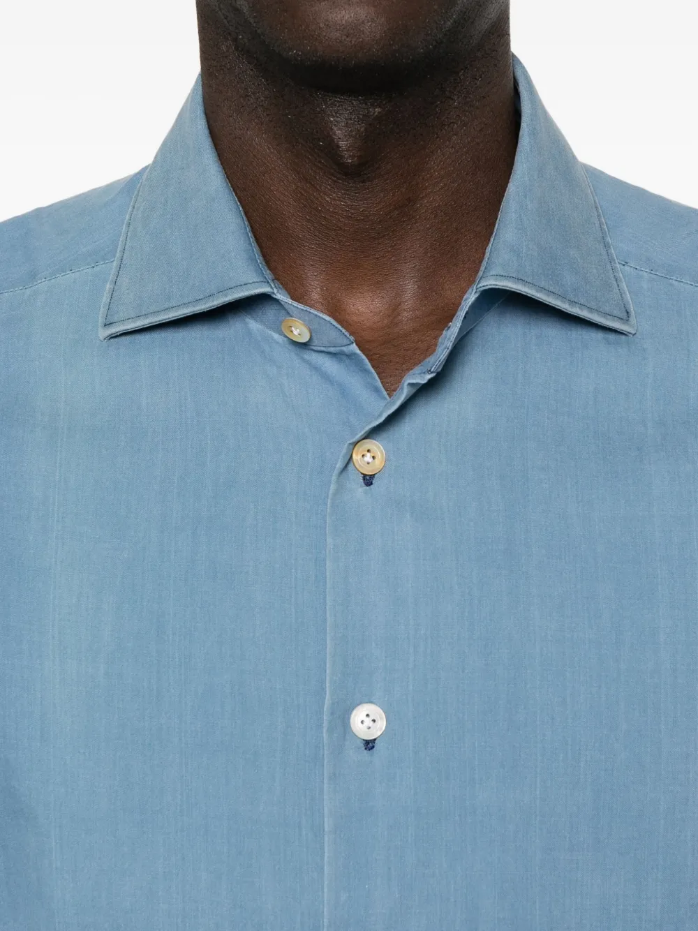 Kiton Katoenen overhemd Blauw