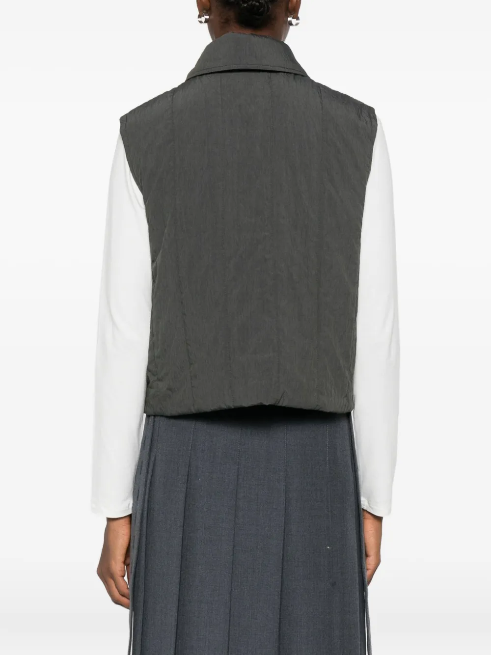 Low Classic Quilted Button-fastening Vest In Gray