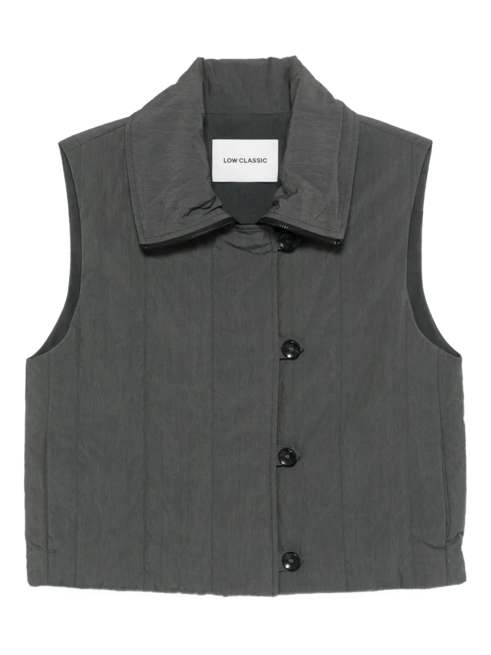 Low Classic Quilted Button-fastening Vest In Gray