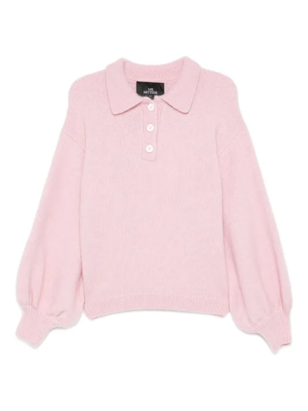Mittens balloon-sleeve polo-neck Sweater Pink FARFETCH