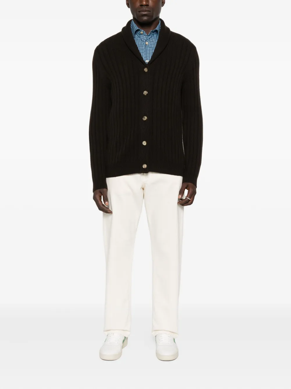 Kiton Geruit overhemd - Blauw