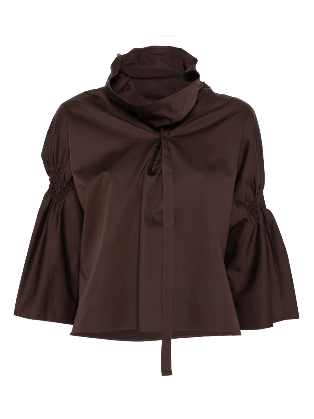 Low Classic Gathered-detail Blouse In Brown