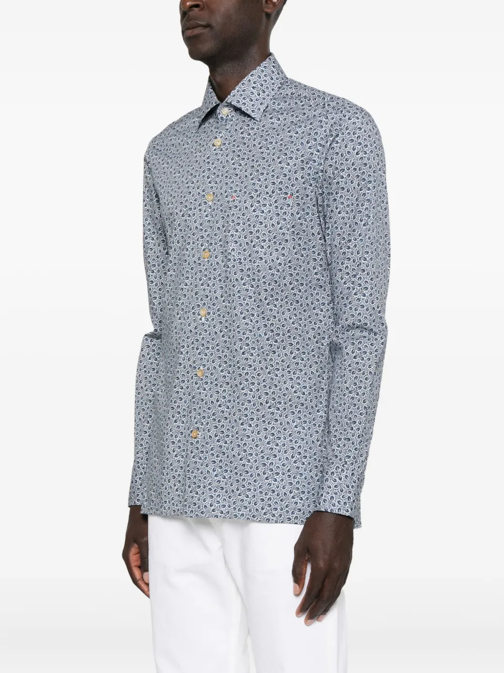 Kiton Overhemd met patroon Blauw
