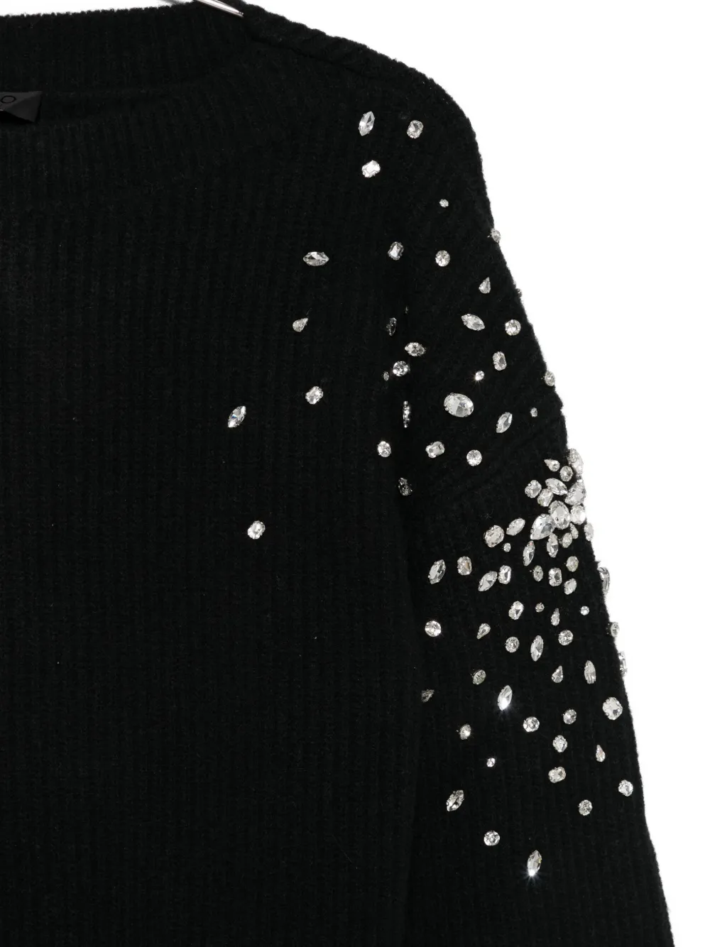 Liu •jo Maglia In Lana Con Strass Nera In Black