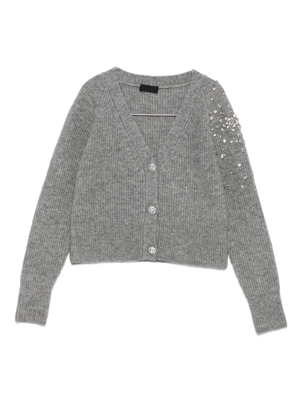 Liu •jo Embellished Button Cardigan In Gray