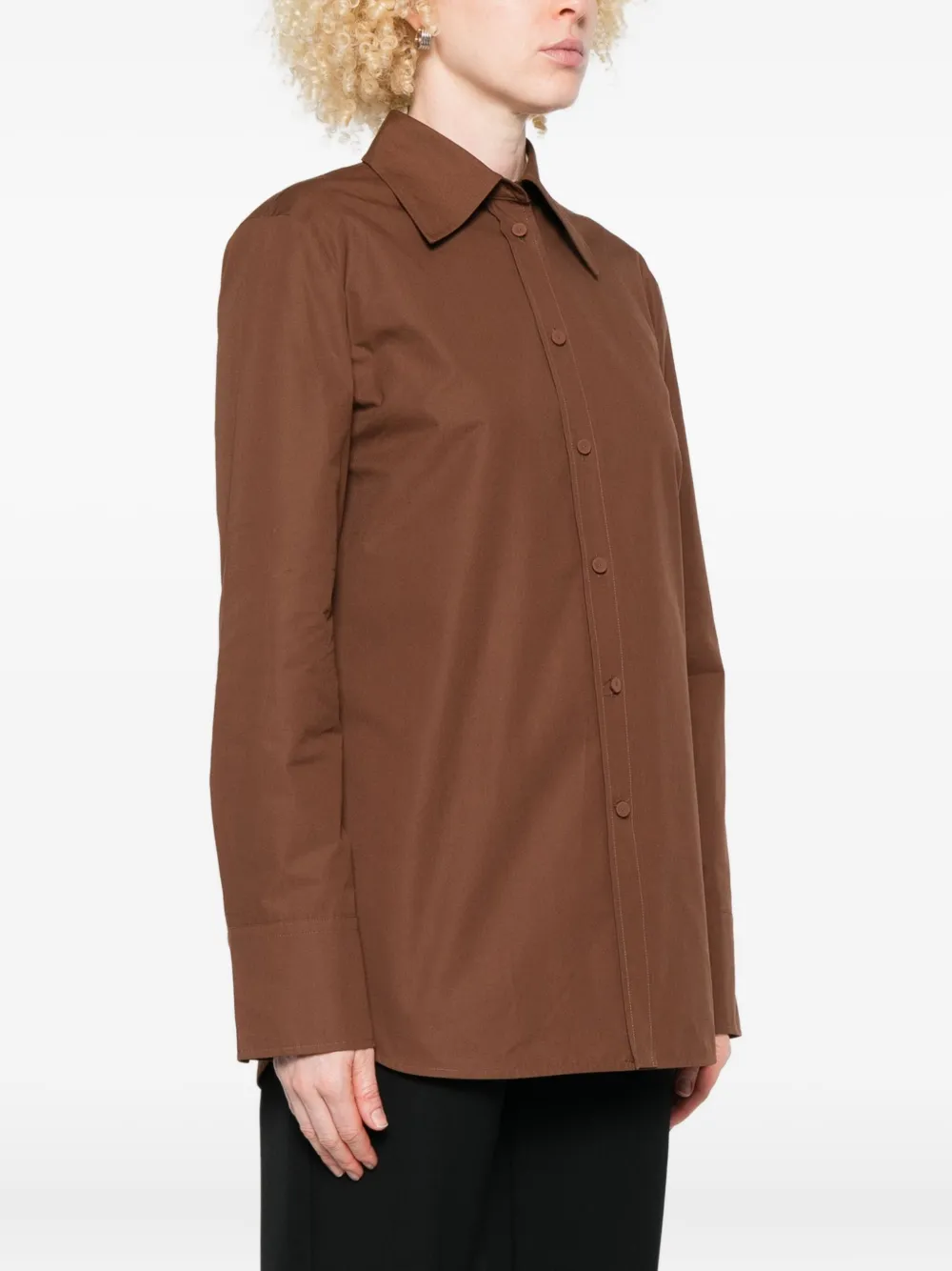 Jil Sander Button-down Long-sleeve Shirt In Brown