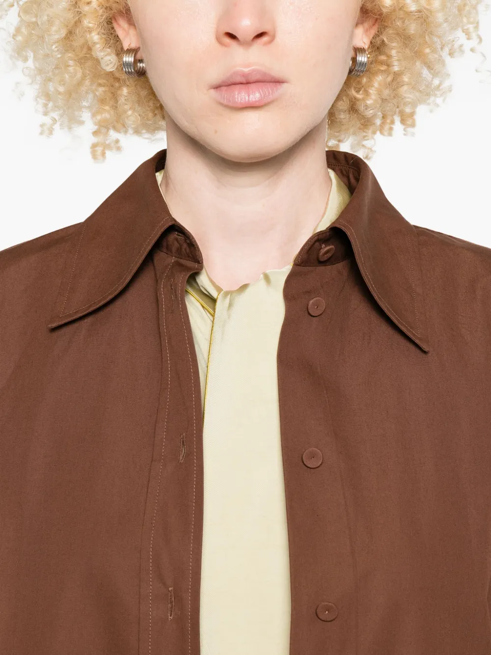 Jil Sander Button-down Long-sleeve Shirt In Brown