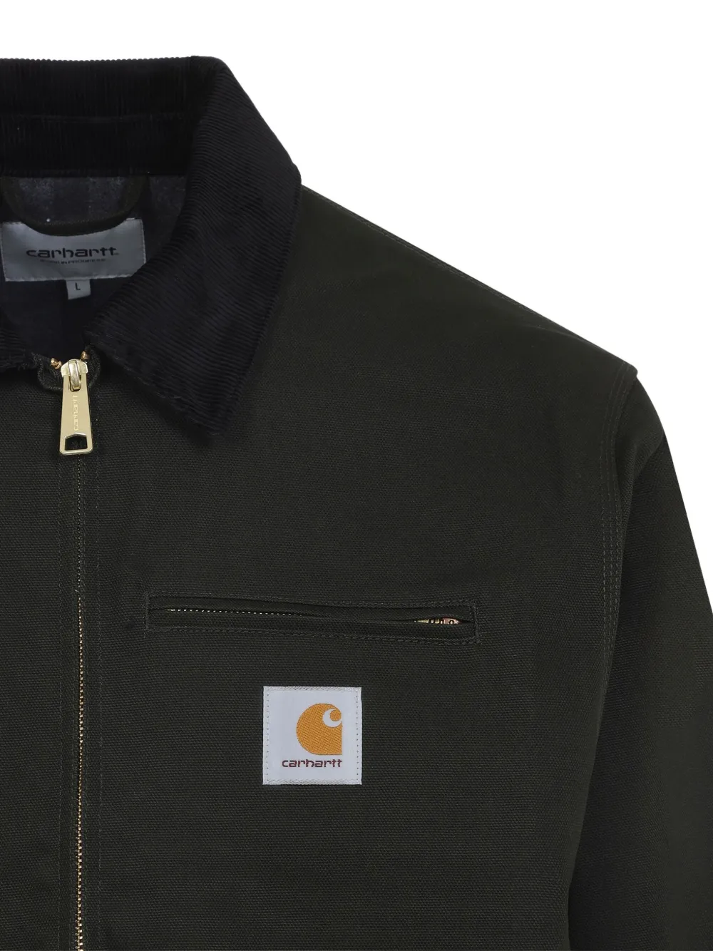 Carhartt Detroit Corduroy-collar Cotton Jacket In Black