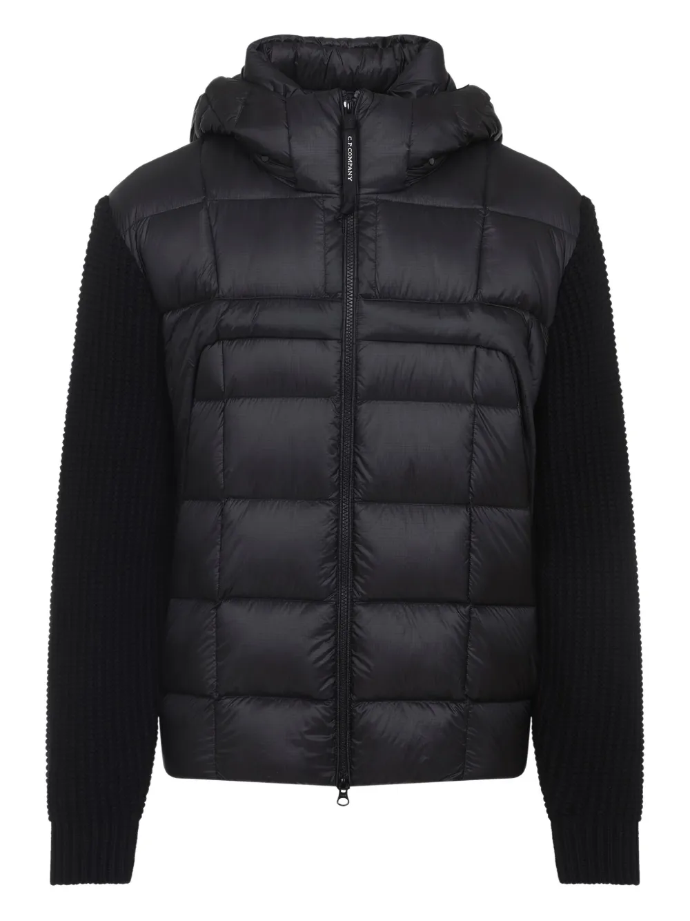 C.P. Company quilted hooded wool-sleeve jacket | Black | Image 1