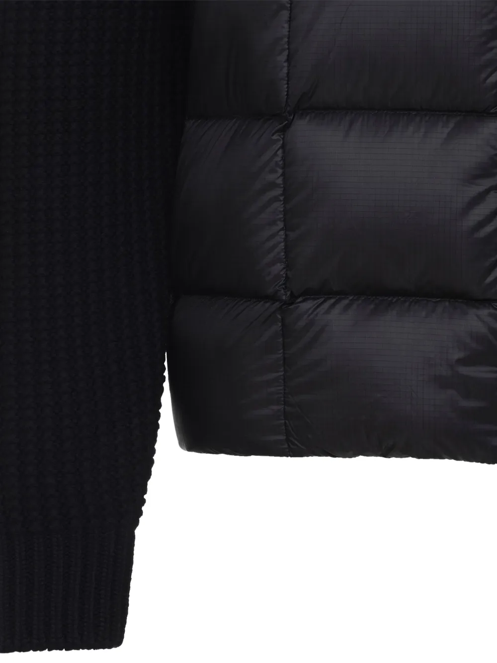 C.p. Company Black Wool Knit Jacket With Padded Hood In Black