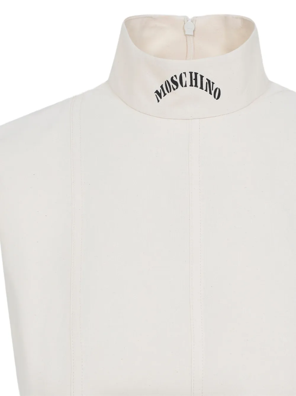 Moschino Tailored Knee-length Sleeveless Dress High Neck In White
