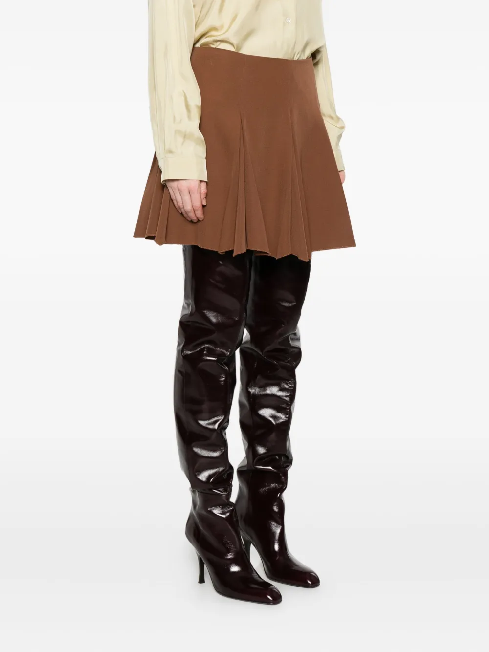 Marni Plooirok van scheerwol Bruin