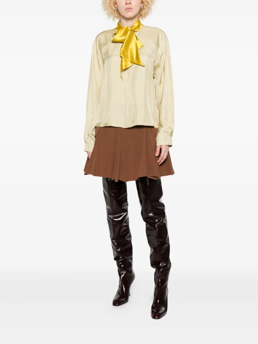 Marni Boxy Fit Button-up With Scarf In Multi