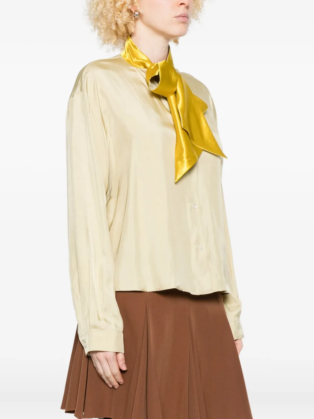 Marni Boxy Fit Button-up With Scarf In Multi