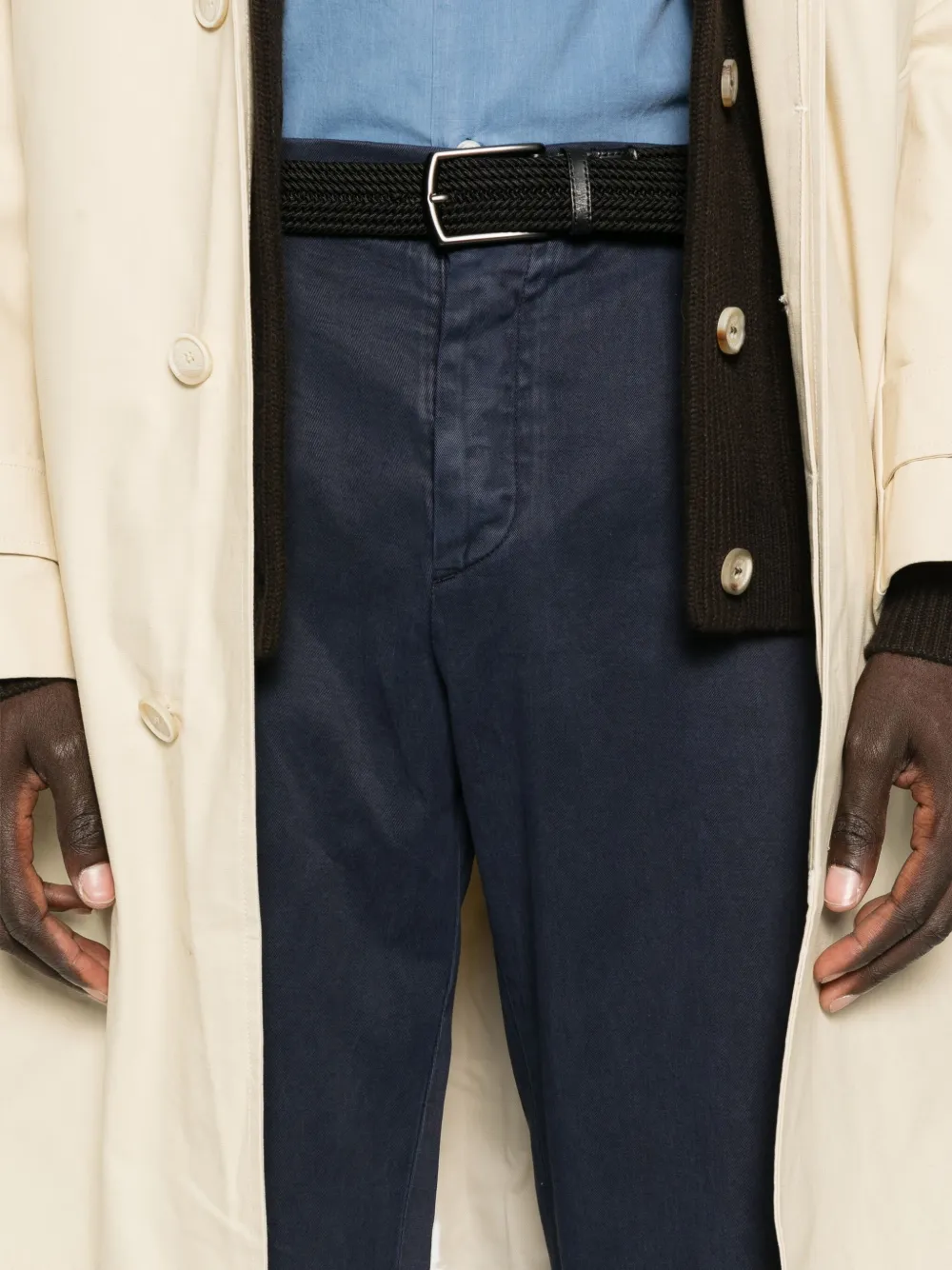 Kiton Broek met trekkoordtaille Blauw