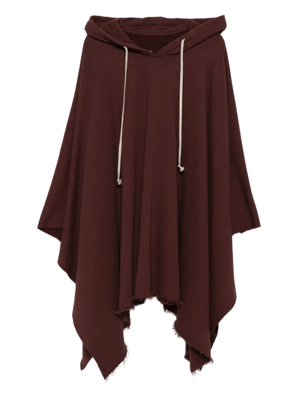 Rick Owens DRKSHDW hooded frayed-hem cape | Brown | Image 1